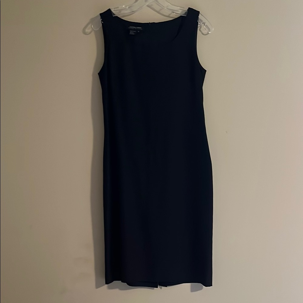 Elegant 100% Silk Black Sleeveless Sheath Midi Dress